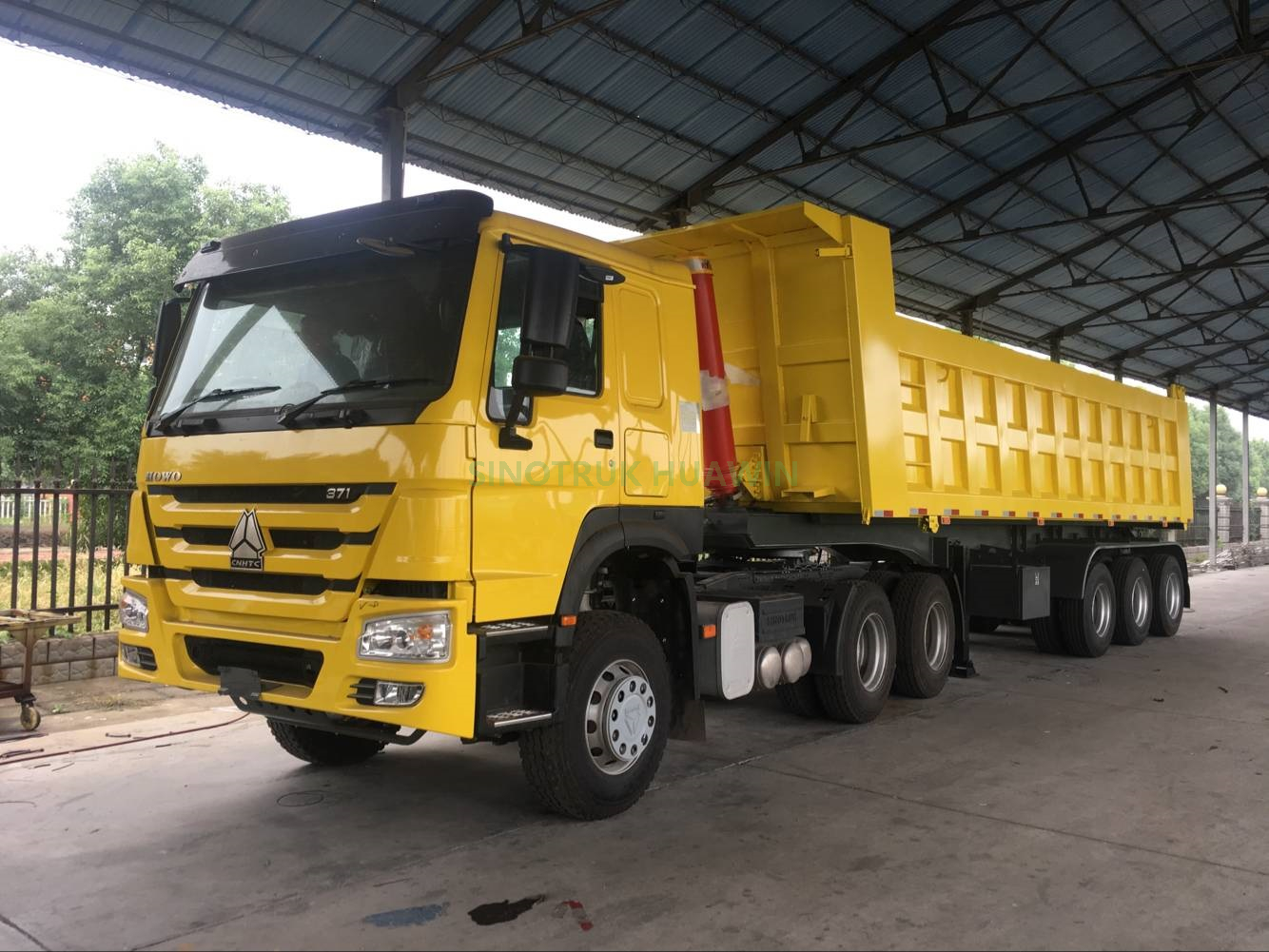 3 ejes 40 toneladas Sinotruk Huawin Mining Dumper Dump Tipper semirremolque con forma de U